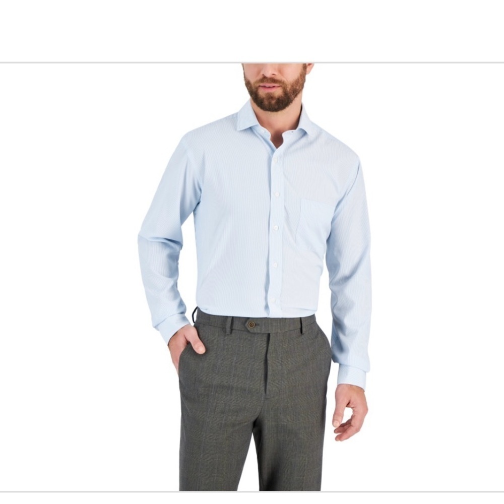 NWT Club Room Traveler Blue Dress Shirt Classic Fit
